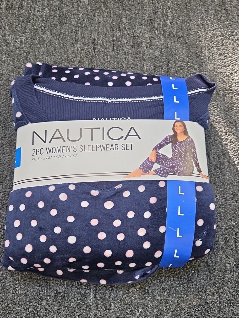 (#4) Nautica Navy and Pink Polka Dot 2-Piece Sleep Set